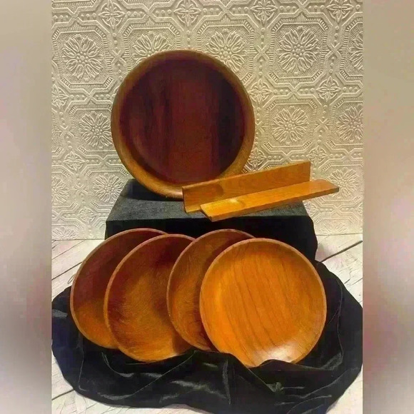 MCM Teak Thailand by Winsome 7  Piece Salad Bowl Set with Sticker - Picture 1 of 16